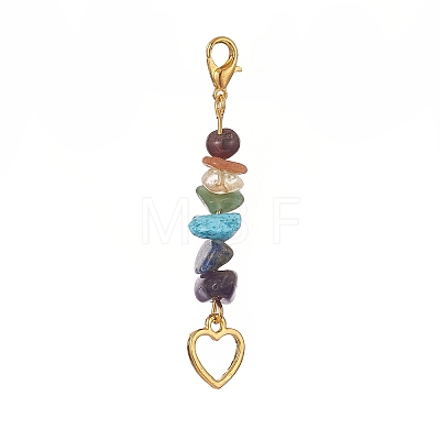 Natural Mixed Gemstone Chips Beaded Pendant Decoration HJEW-JM00923-1