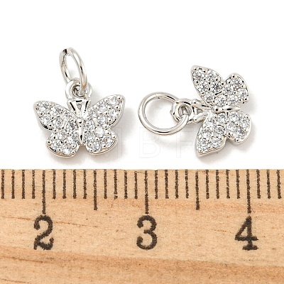 Rack Plating Brass Micro Pave Clear Cubic Zirconia Pendants KK-B093-13C-P-1