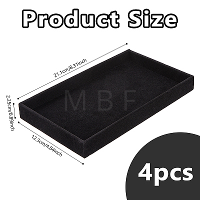 Rectangle Velvet Jewelry Display Trays for Rings ODIS-WH0113-14A-1