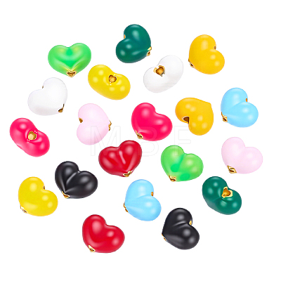 20Pcs 10 Colors Brass Enamel Beads KK-PH0014-85-1