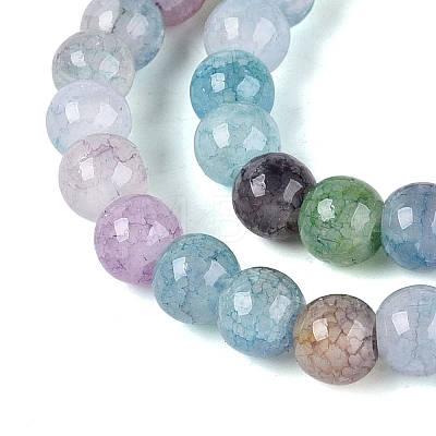 Ombre Effect Dyed Crackle Glass Beads Strands GLAA-Q106-01A-B27-1