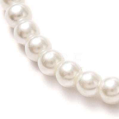 Vintage Painted Round Glass Pearl Beaded Necklace for Girl Women Mother NJEW-JN03665-1