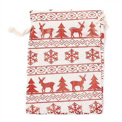 Christmas Theme Cotton Fabric Cloth Bag X-ABAG-H104-B12-1