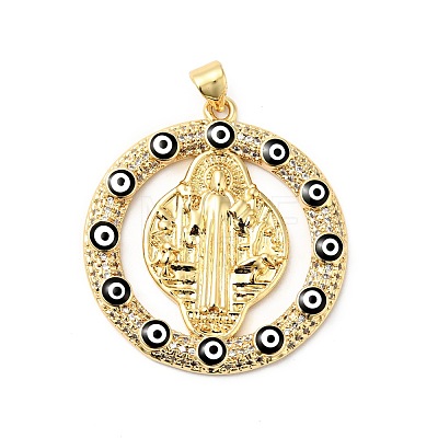 Rack Plating Brass Micro Pave Clear Cubic Zirconia Pendants ZIRC-I059-10G-1