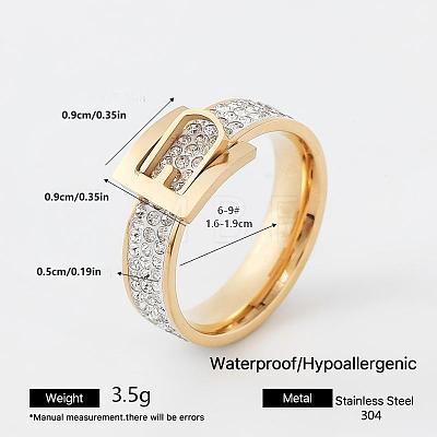 304 Stainless Steel Rhinestone Finger Rings for Couple FG1274-16-1