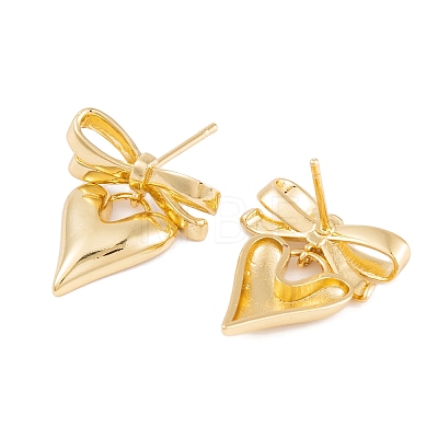 Rack Plating Bowknot Brass Stud Earrings EJEW-S219-06G-1