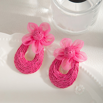Rattan & Gauze Stud Earrings WG2B7E1-03-1