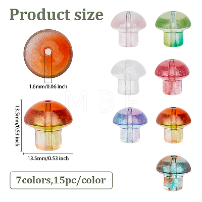 105Pcs 7Colors Transparent Glass Beads GLAA-ME0001-14-1