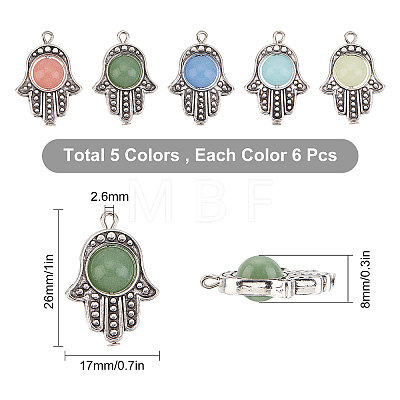 30Pcs 5 Color Synthetic Luminous Stone Pendants FIND-SC0002-11-1