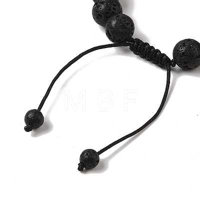 10mm Round Natural Lava Rock Braided Bead Bracelets BJEW-C067-01C-09-1