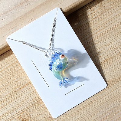Ocean Handmade Lampwork Fish Pendant 201 Stainless Steel Cable Chain Necklaces WG72CE8-05-1