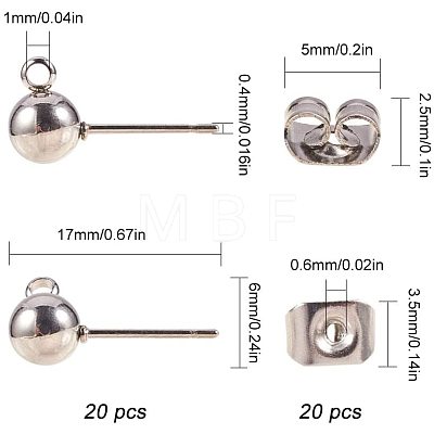 304 Stainless Steel Stud Earring Findings STAS-PH0018-68P-1