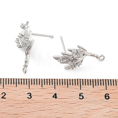 Brass Micro Pave Cubic Zirconia Stud Earring Findings KK-E107-11P-1