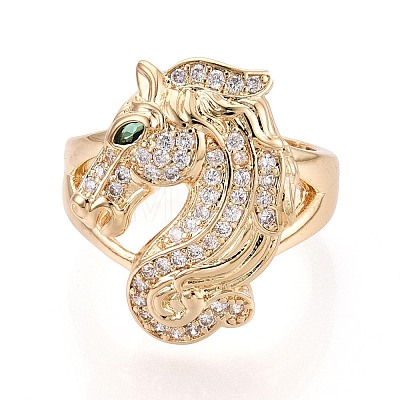 Brass Micro Pave Cubic Zirconia Cuff Open Rings KK-T080-36G-1