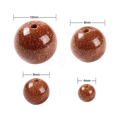 340Pcs 4 Sizes Synthetic Goldstone Beads Strands G-LS0001-11-1