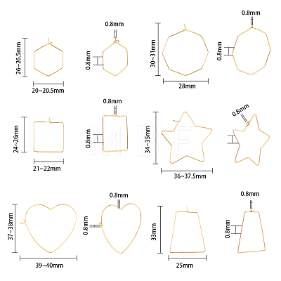 36Pcs 6 Style Brass Hoop Earring Findings KK-FH0005-44-1