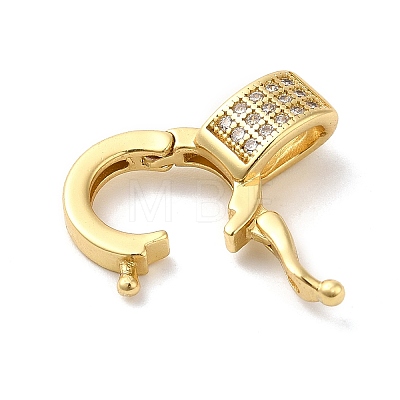 Brass Micro Pave Clear Cubic Zirconia Twister Clasps KK-Q772-15G-1