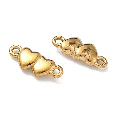 304 Stainless Steel Couple Heart Links Connector Charms STAS-D211-14C-G-1