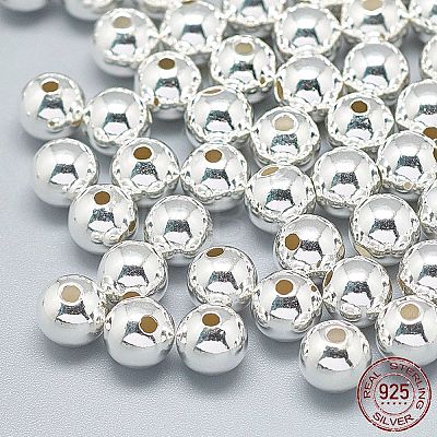 925 Sterling Silver Beads STER-T002-237S-6mm-1