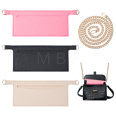 3Pcs 3 Colors Rectangle Felt Purse Organizer Insert PURS-PH0001-46-1