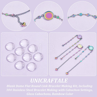 Unicraftale Blank Dome Flat Round Link Bracelet Making Kit DIY-UN0003-83-1