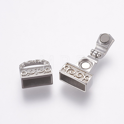 304 Stainless Steel Fold Over Magnetic Clasps STAS-L189-24P-1