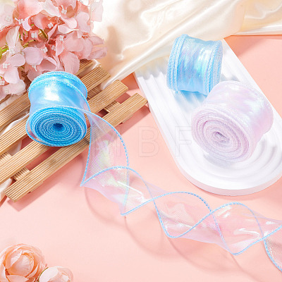 3Rolls 3 Styles Fishtail Yarn/Polyester Iridescent Ribbon for Bowknot Making OCOR-TA0004-19-1