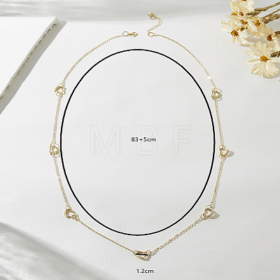 Iron Micro Pave Clear Cubic Zirconia Heart Link Chian Long Necklaces for Women CK7864-1