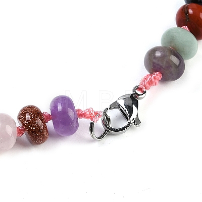 Natural Mixed Stone Rondelle Graduated Beaded Necklaces for Women Men NJEW-K388-02U-1