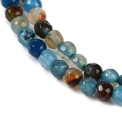 Faceted Natural Agate Round Beads Strands G-E318C-4mm-10-1