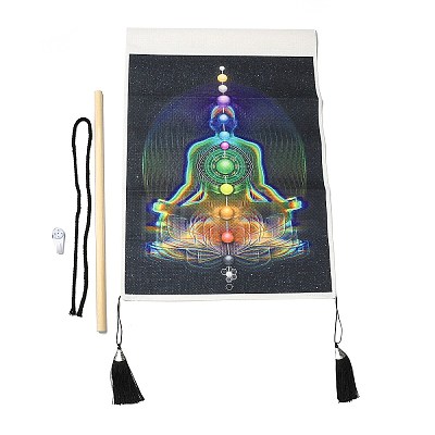 Chakra Cloth Wall Hanging Tapestry HJEW-M003-03A-1
