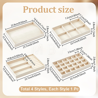 4Pcs 4 Styles MDF Covered with Velvet Jewelry Display Trays CON-UN0001-16A-1