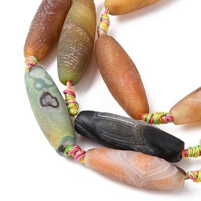 Frosted Natural Agate Beads Strands G-P605-M01-01-1