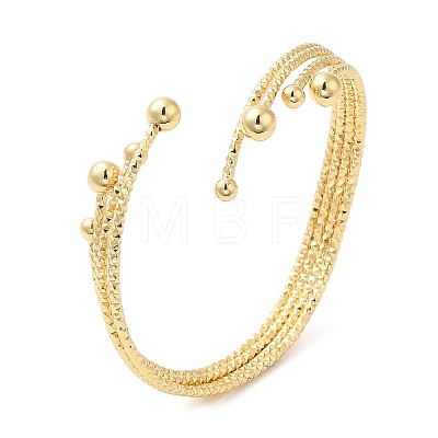 Rack Plating Brass Round Ball Cuff Bangle for Women BJEW-M298-10G-1