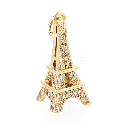 Brass Micro Pave Cubic Zirconia Pendants X-KK-N268-04G-1