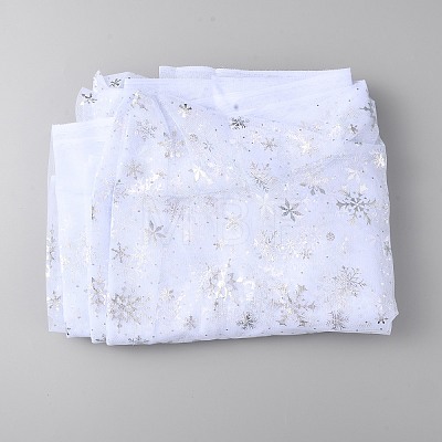 Snowflake Pattern Polyester Mesh Fabric DIY-WH0304-672A-1