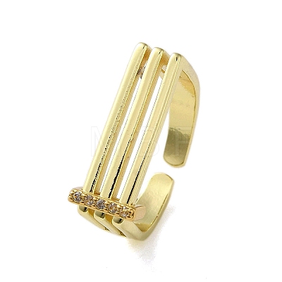 Open Brass with Cubic Zirconia Rings RJEW-B057-06G-1