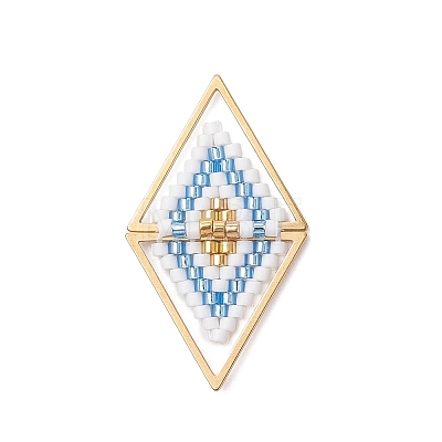 Glass Seed Beaded Connector Charms PALLOY-MZ01110-02-1