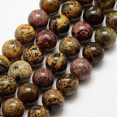 Natural Dendritic Jasper Beads Strands G-E382-07-6mm-1