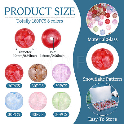 180Pcs 6 Colors Handmade Transparent Lampwork Beads LAMP-TA0002-82-1