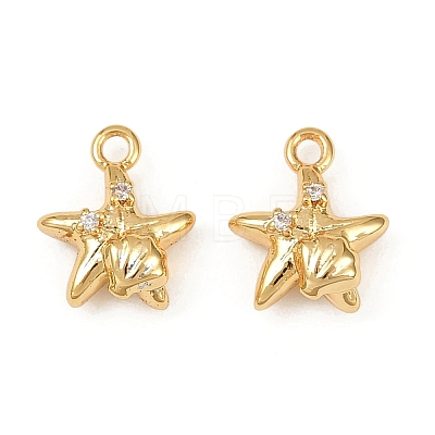 Ocean Theme Brass Micro Pave Cubic Zirconia Charms KK-F902-08F-G-1