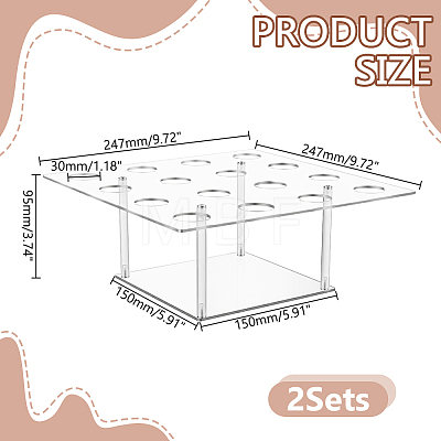 16-Hole Square Acrylic Ice Cream Display Stands ODIS-WH0030-358-1
