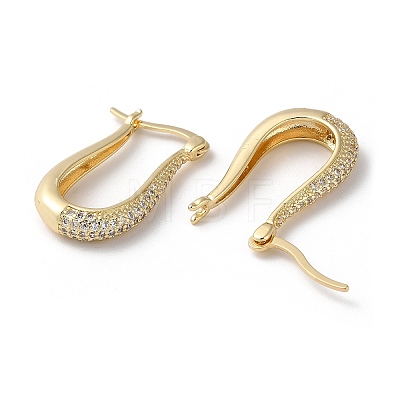 Teardrop Brass Cubic Zirconia Hoop Earrings EJEW-K247-14G-1