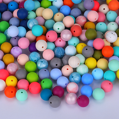 Round Silicone Focal Beads SI-JX0046A-98-1