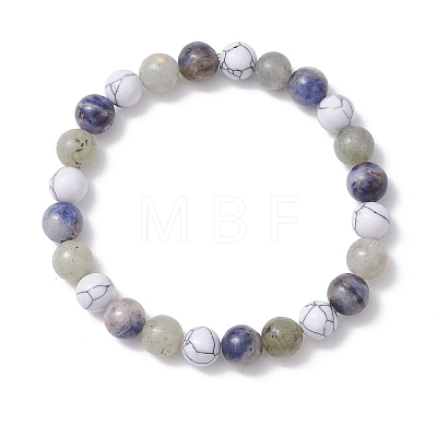 Synthetic Howlite & Natural Sodalite & Labradorite Beads Bracelets for Women BJEW-JB12829-1
