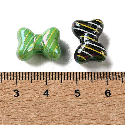 Electroplate Printed Opaque Acrylic Beads OACR-P038-02A-M-1