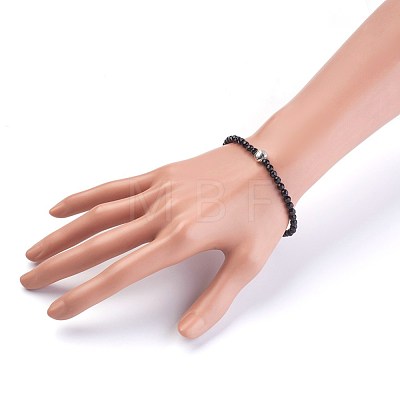 Natural Black Agate Stretch Bracelets BJEW-JB03939-04-1
