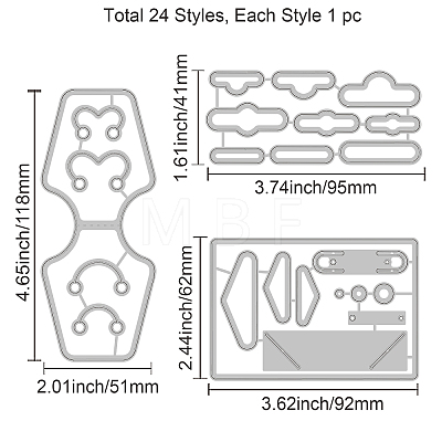 3Pcs 3 Styles Carbon Steel Cutting Dies Stencils DIY-WH0309-890-1