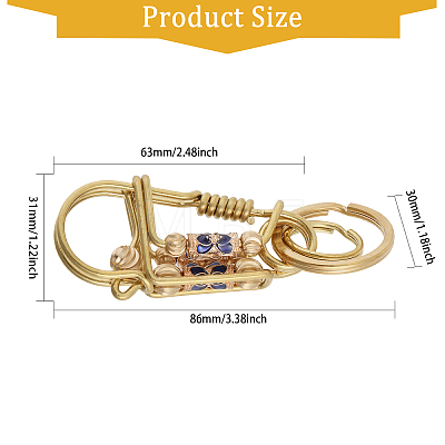 Handmade Brass Enamel Men's Bird Shape Hook Keychain KK-WH0045-054-1