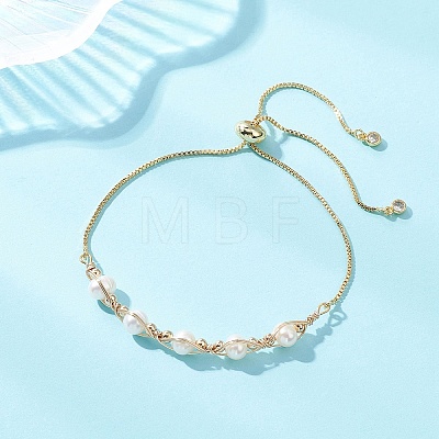 Natural Cultured Freshwater Pearl Beads Slider Bracelets BJEW-JB13345-02-1